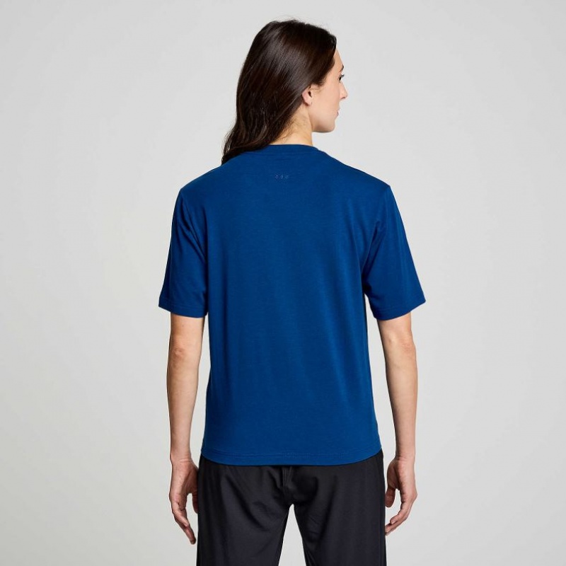 Indigo Saucony Recovery Short Sleeve Women's T-Shirt | EGYPT ZIMUJR