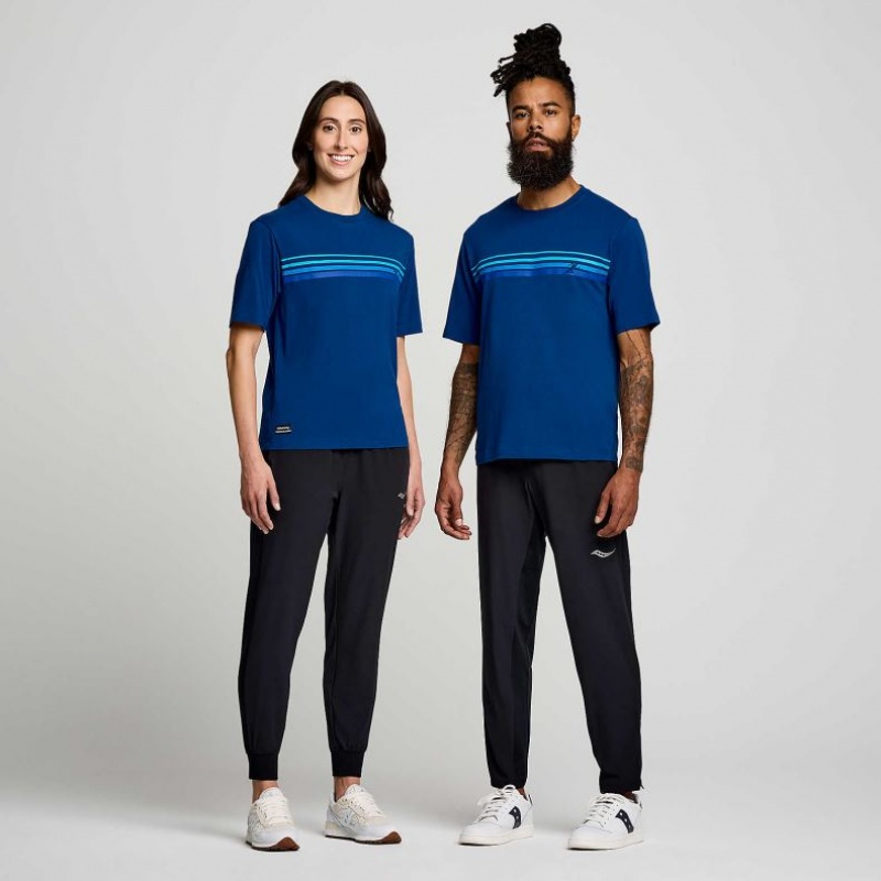 Indigo Saucony Recovery Short Sleeve Women's T-Shirt | EGYPT ZIMUJR