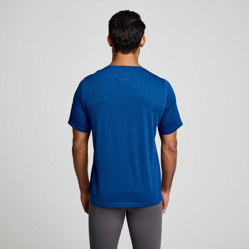 Indigo Saucony Stopwatch Graphic Short Sleeve Men's T-Shirt | EGYPT POWQVC