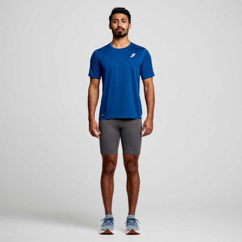 Indigo Saucony Stopwatch Graphic Short Sleeve Men's T-Shirt | EGYPT POWQVC