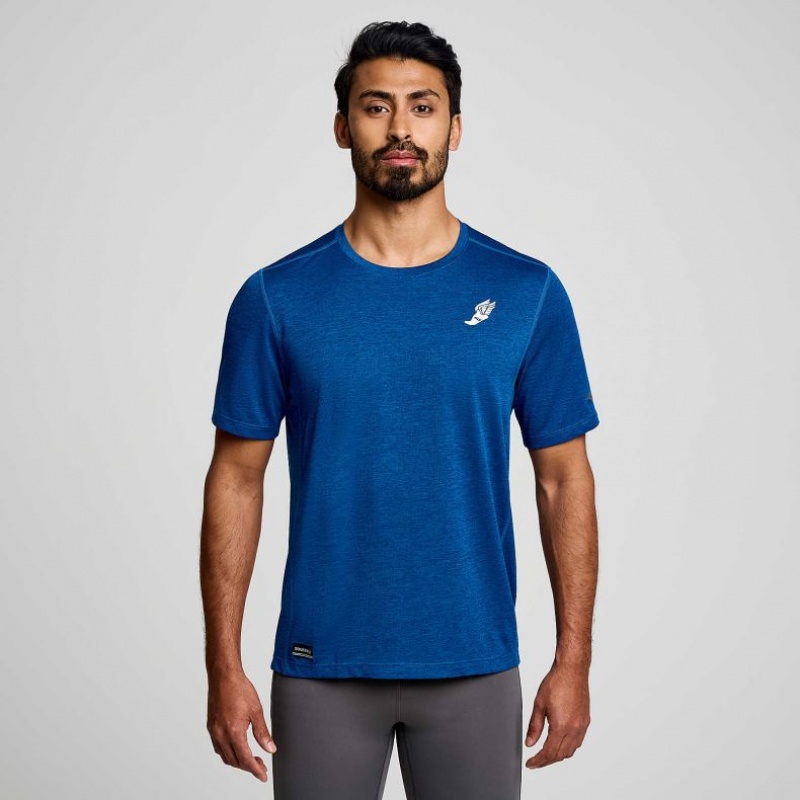 Indigo Saucony Stopwatch Graphic Short Sleeve Men\'s T-Shirt | EGYPT POWQVC