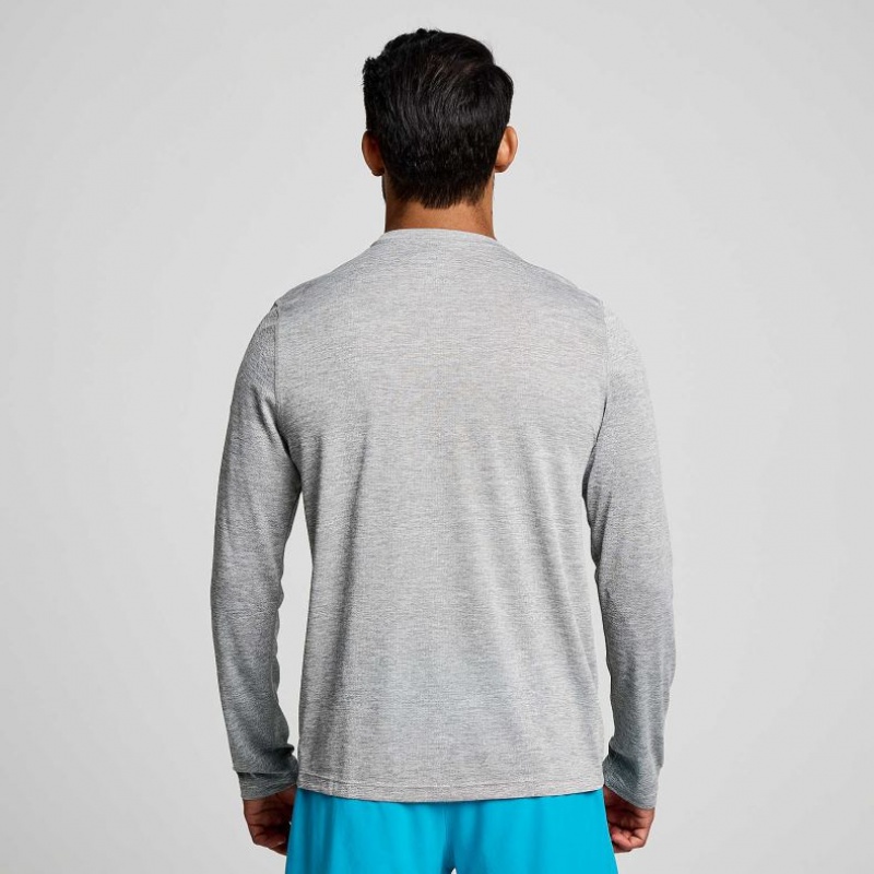 Light Grey Saucony Stopwatch Graphic Long Sleeve Men's T-Shirt | EGYPT THEIAS