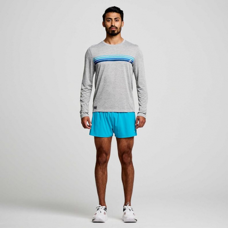 Light Grey Saucony Stopwatch Graphic Long Sleeve Men's T-Shirt | EGYPT THEIAS