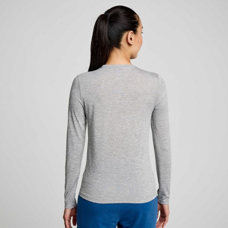 Light Grey Saucony Stopwatch Graphic Long Sleeve Women's T-Shirt | EGYPT FACXDS