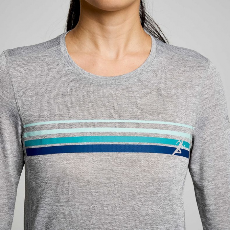 Light Grey Saucony Stopwatch Graphic Long Sleeve Women's T-Shirt | EGYPT FACXDS