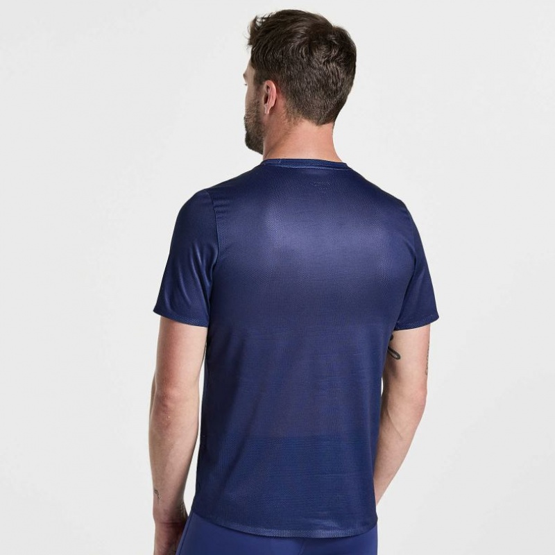 Navy Saucony Elite Short Sleeve Men's T-Shirt | EGYPT SECJIU