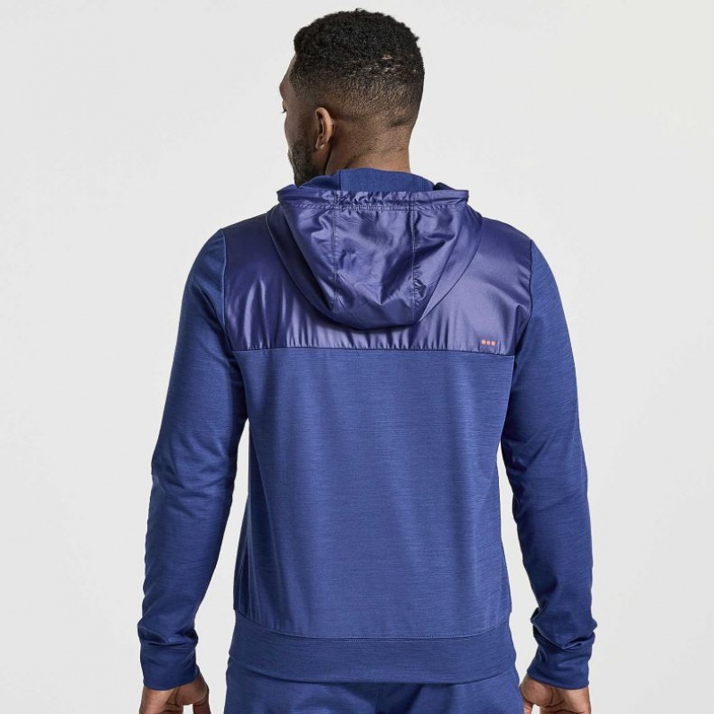 Navy Saucony Solstice Zip Men's Hoodie | EGYPT VRQWXP