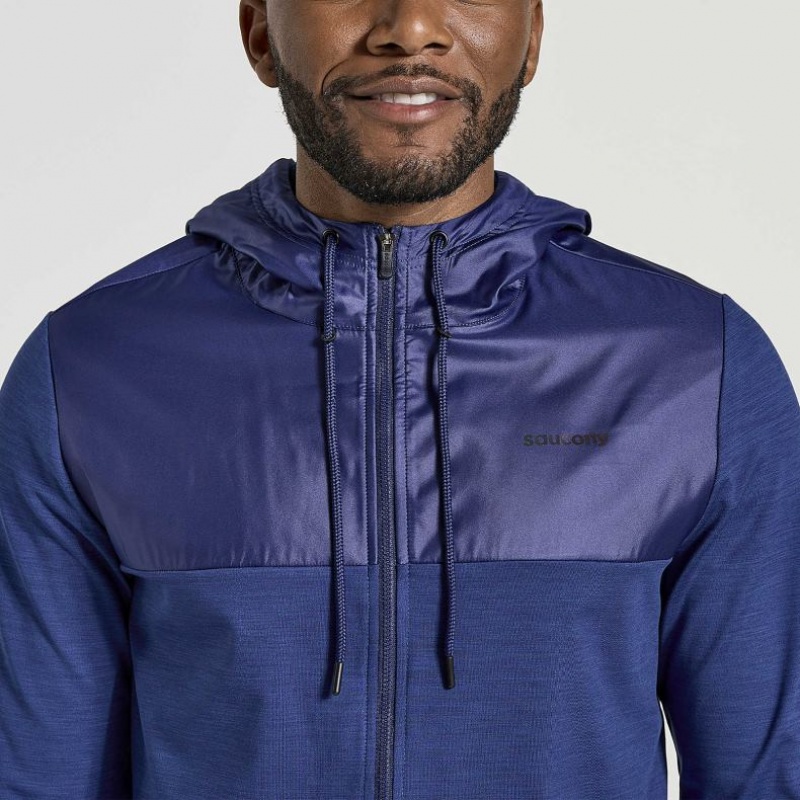 Navy Saucony Solstice Zip Men's Hoodie | EGYPT VRQWXP