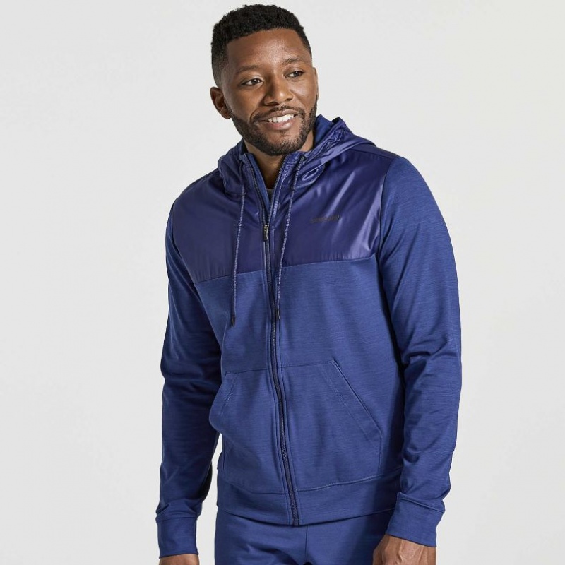 Navy Saucony Solstice Zip Men\'s Hoodie | EGYPT VRQWXP