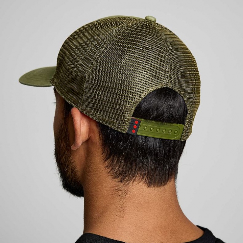 Olive Saucony Adjustable Snap Back Men's Trucker Hats | EGYPT BJELGF