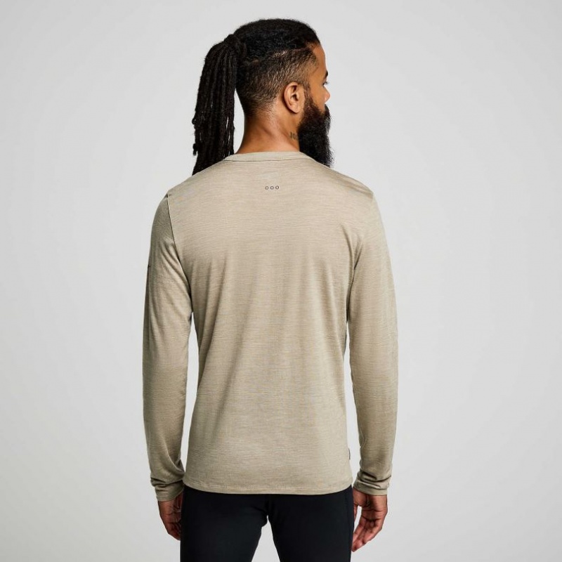 Olive Saucony Peregrine Merino Long Sleeve Men's T-Shirt | EGYPT EAOTWJ