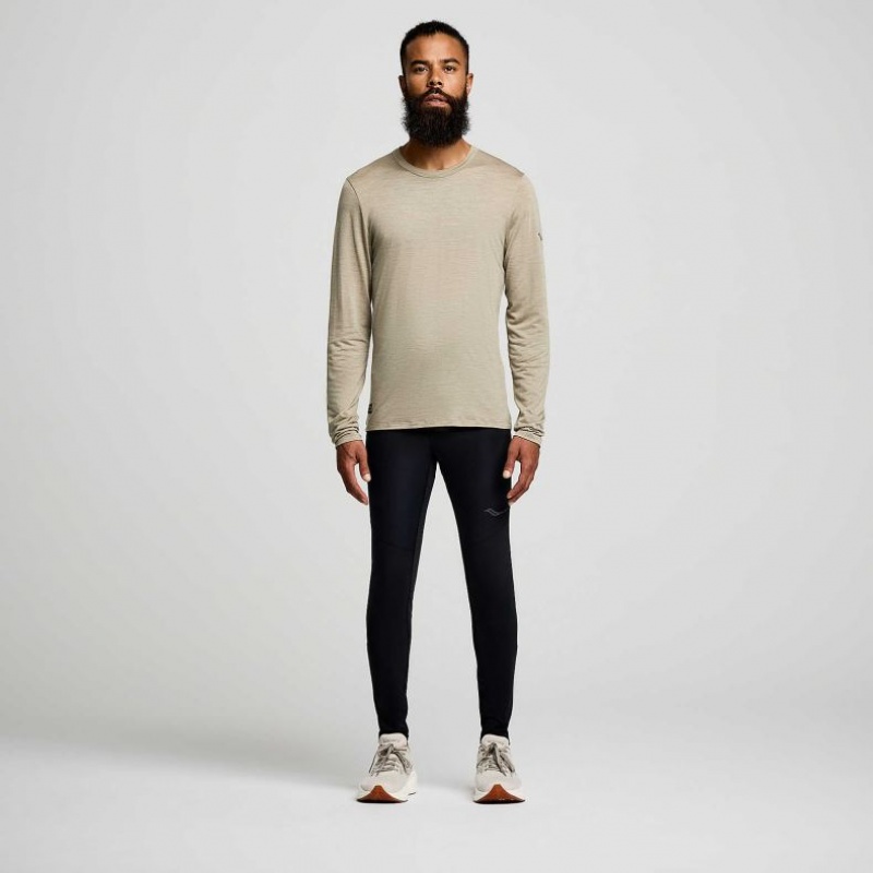 Olive Saucony Peregrine Merino Long Sleeve Men's T-Shirt | EGYPT EAOTWJ