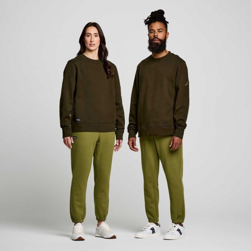 Olive Saucony Recovery Crew Men's Sweatshirt | EGYPT YKQWMZ