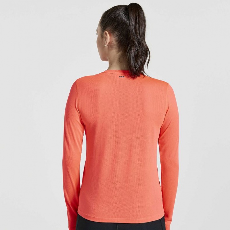 Orange Saucony Stopwatch Graphic Long Sleeve Women's T-Shirt | EGYPT DZXBQM