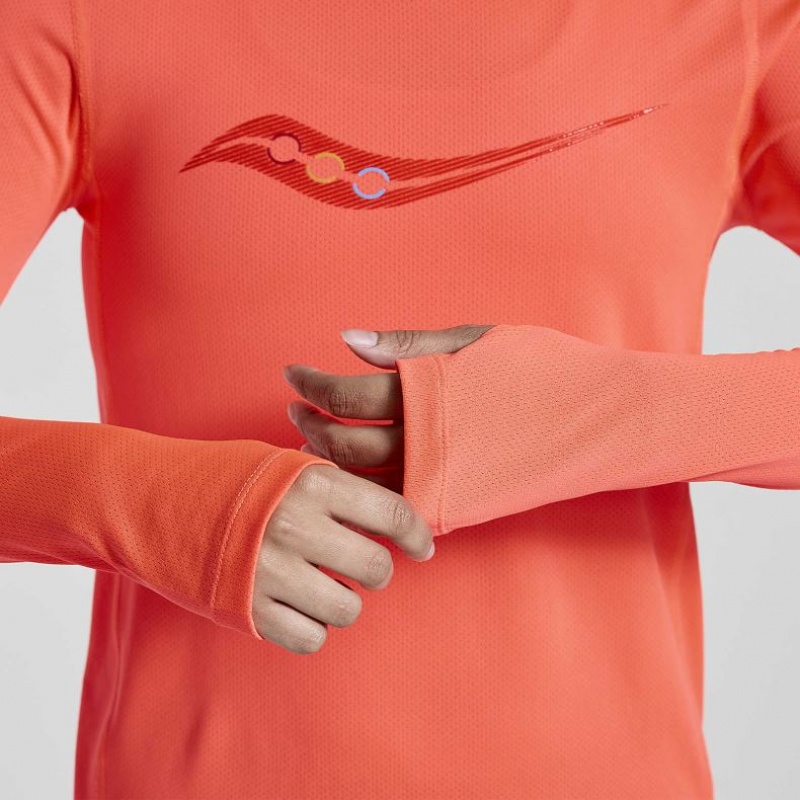 Orange Saucony Stopwatch Graphic Long Sleeve Women's T-Shirt | EGYPT DZXBQM