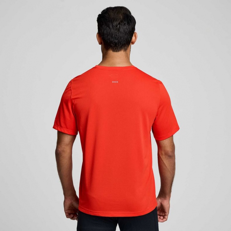 Orange Saucony Stopwatch Short Sleeve Men's T-Shirt | EGYPT KEUGWQ