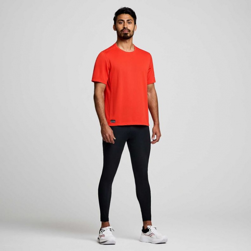 Orange Saucony Stopwatch Short Sleeve Men's T-Shirt | EGYPT KEUGWQ