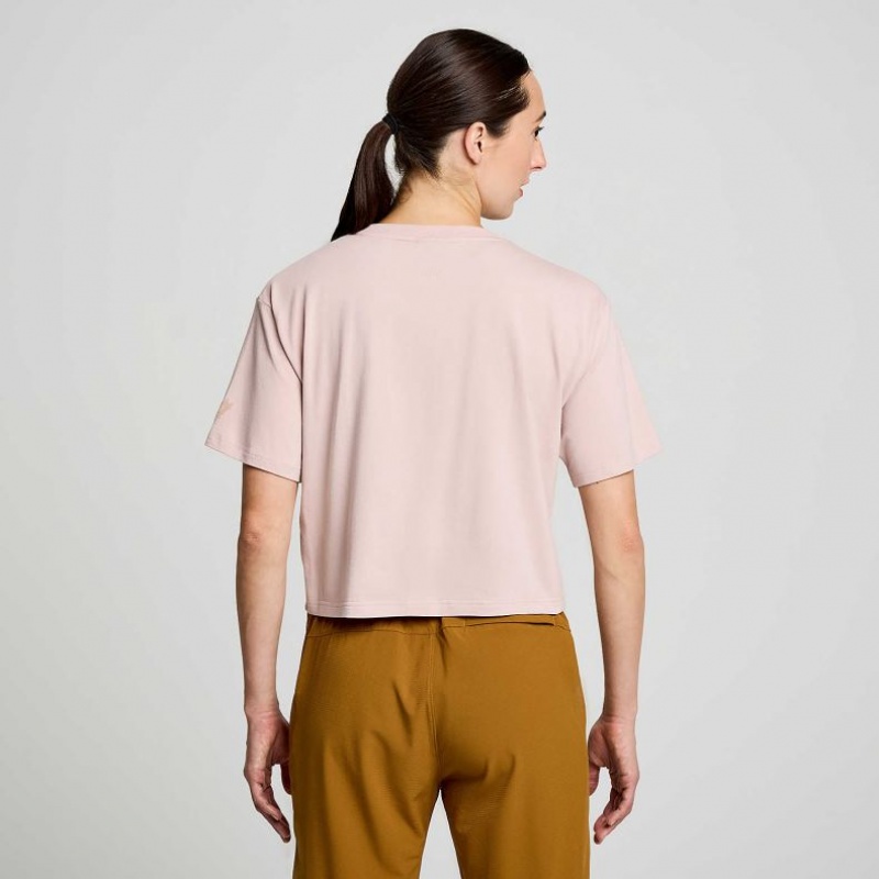 Pink Saucony Recovery Boxy Women's T-Shirt | EGYPT ERDMPG