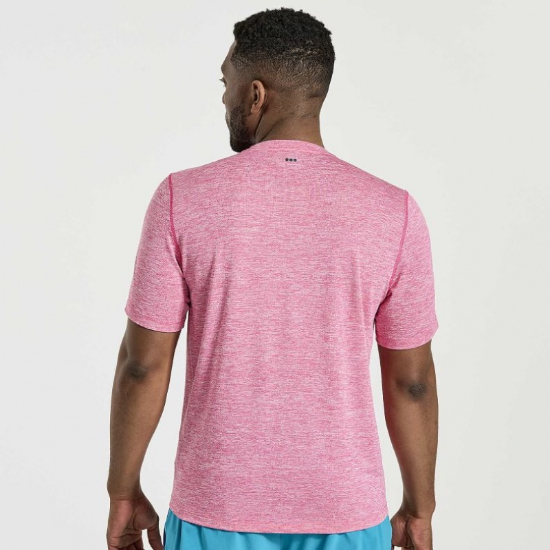 Pink Saucony Stopwatch Short Sleeve Men's T-Shirt | EGYPT QYUPOR