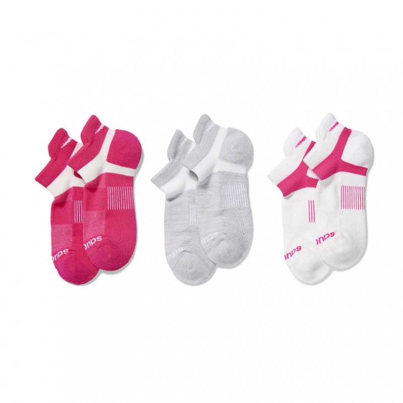 Pink / Grey / White Saucony Inferno No Show Tab 3-Pack Women\'s Socks | EGYPT IYDSQK