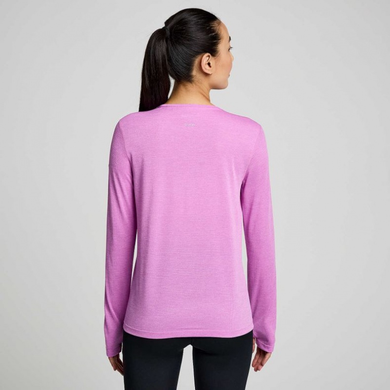 Purple Saucony Stopwatch Graphic Long Sleeve Women's T-Shirt | EGYPT TLKVHY