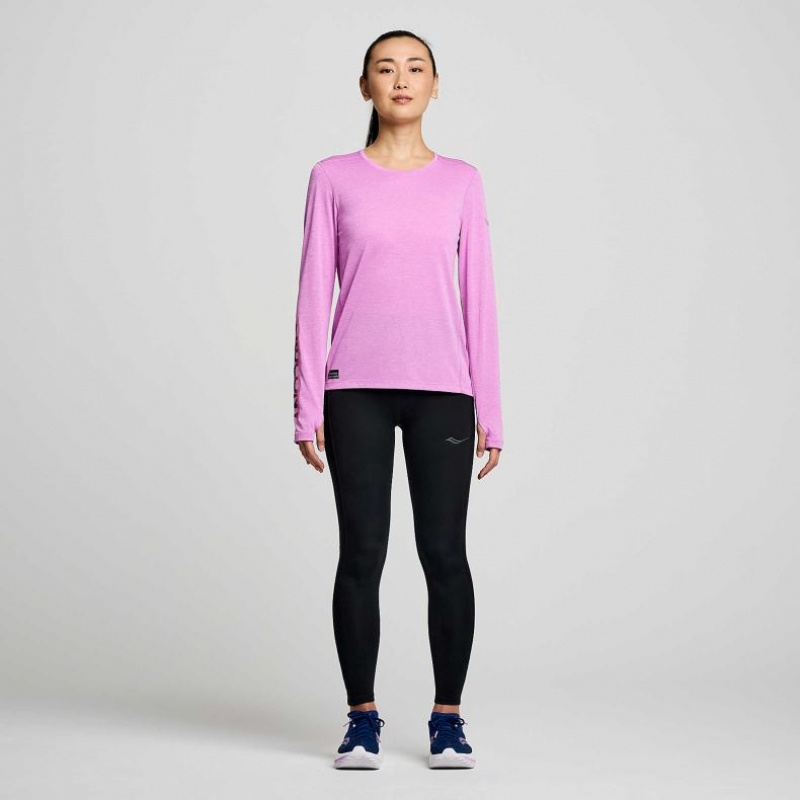 Purple Saucony Stopwatch Graphic Long Sleeve Women's T-Shirt | EGYPT TLKVHY