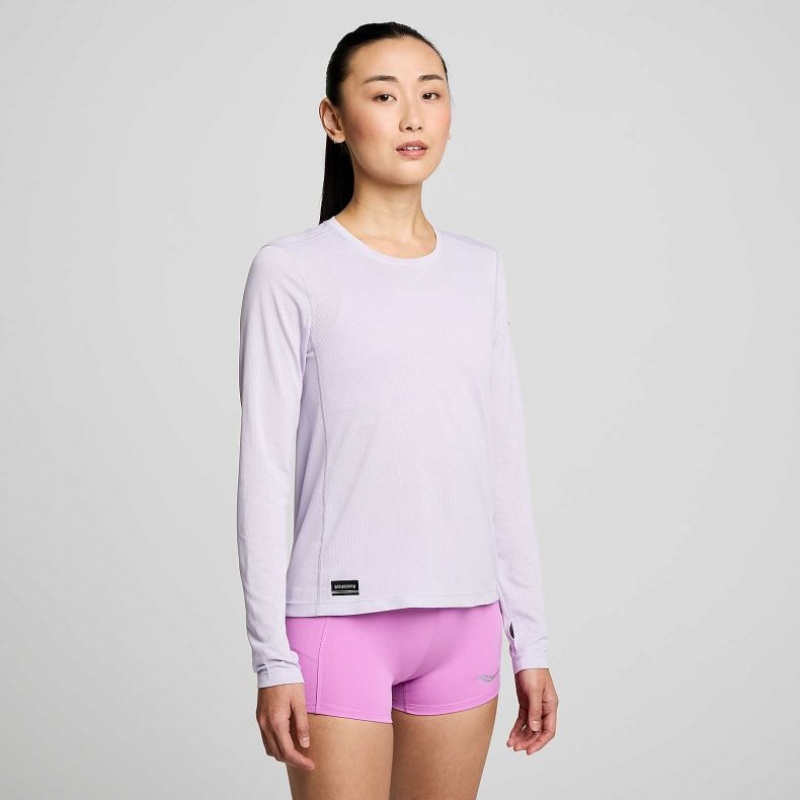 Purple Saucony Stopwatch Long Sleeve Women's T-Shirt | EGYPT JEYDZQ