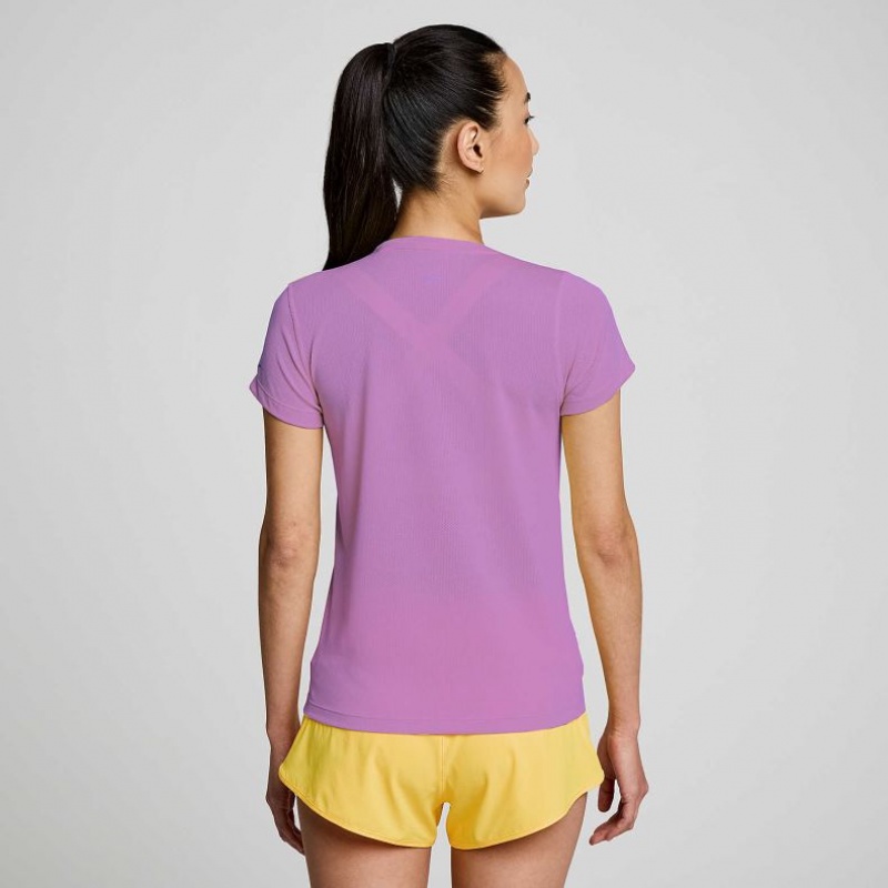 Purple Saucony Stopwatch Short Sleeve Women's T-Shirt | EGYPT MQAVNX