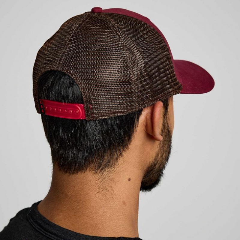 Red Saucony Adjustable Snap Back Men's Trucker Hats | EGYPT MXPBCI