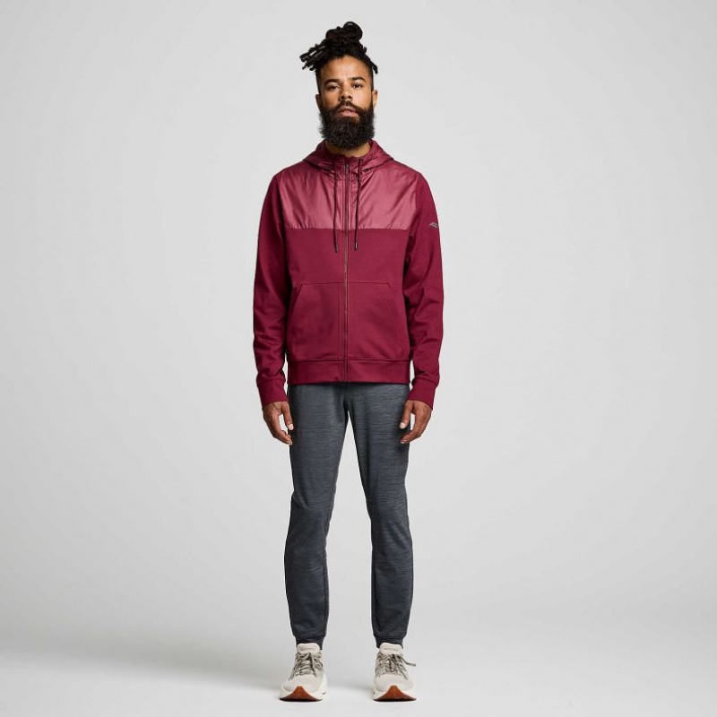 Red Saucony Solstice Zip Men's Hoodie | EGYPT MCHKRA