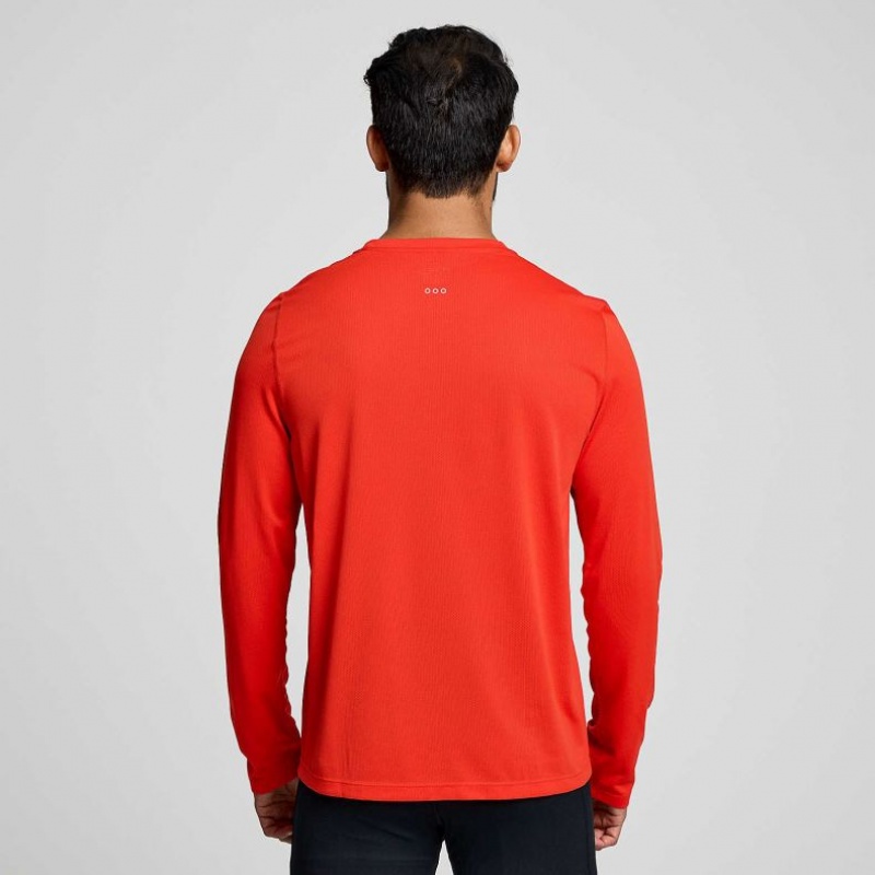 Red Saucony Stopwatch Long Sleeve Men's T-Shirt | EGYPT VNAXSJ