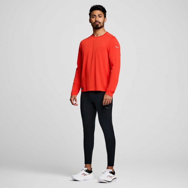 Red Saucony Stopwatch Long Sleeve Men's T-Shirt | EGYPT VNAXSJ