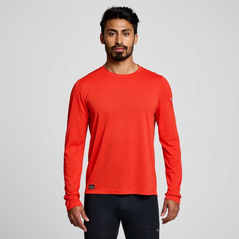 Red Saucony Stopwatch Long Sleeve Men\'s T-Shirt | EGYPT VNAXSJ