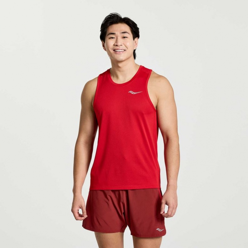 Red Saucony Stopwatch Men\'s Singlet | EGYPT OSTHUC