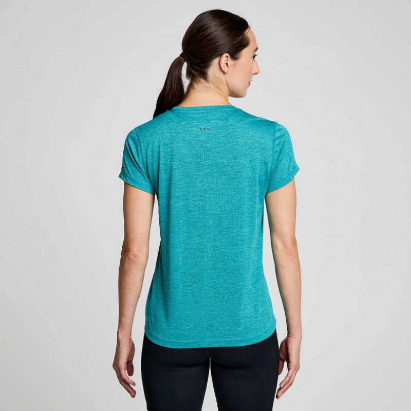 Turquoise Saucony Stopwatch Short Sleeve Women's T-Shirt | EGYPT FSWMZA