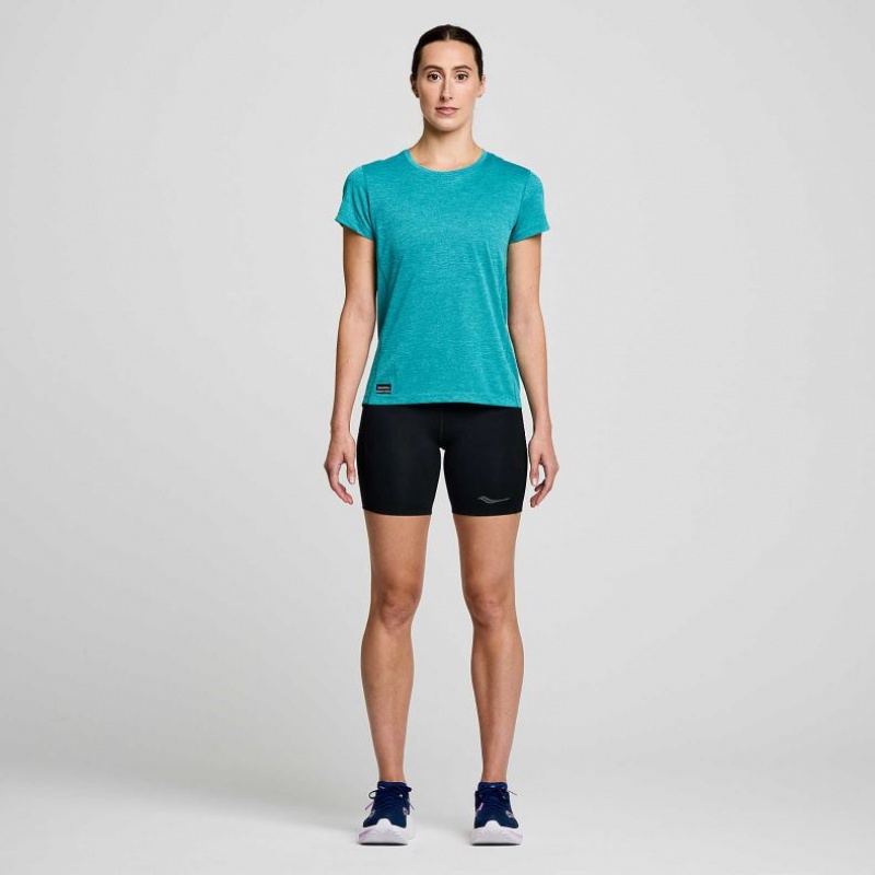 Turquoise Saucony Stopwatch Short Sleeve Women's T-Shirt | EGYPT FSWMZA