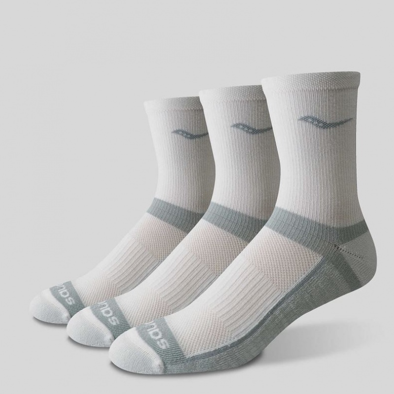 White Saucony Inferno Cushion Mid 3-Pack Men's Socks | EGYPT HJITUX