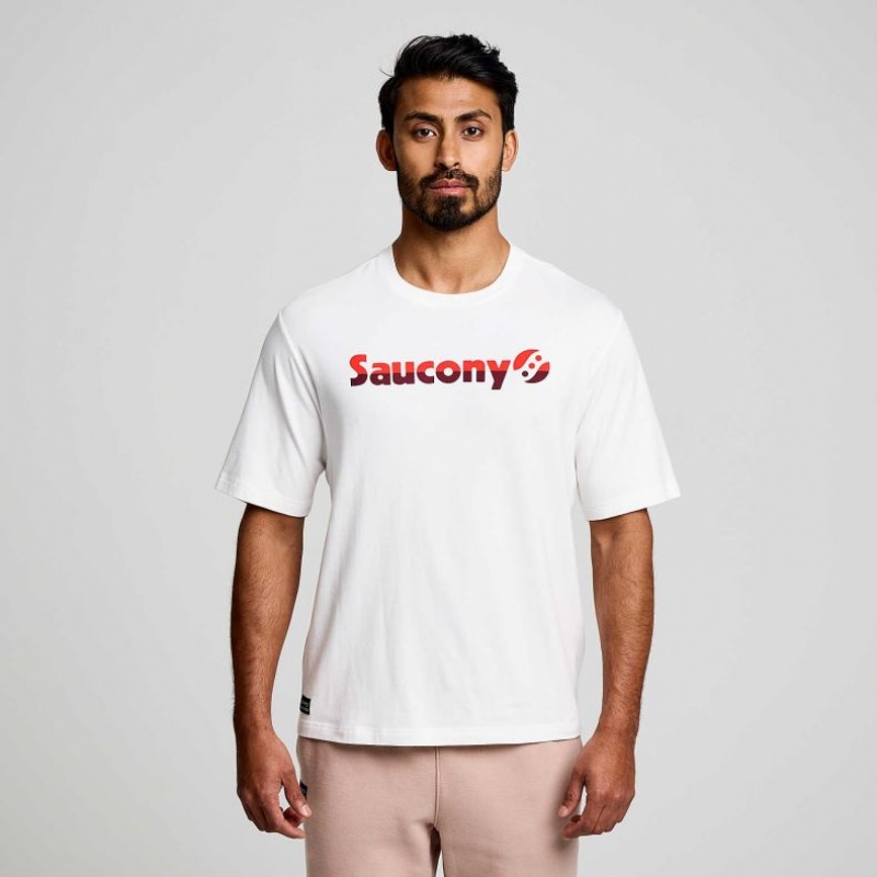 White Saucony Recovery Short Sleeve Men\'s T-Shirt | EGYPT BSHTOQ