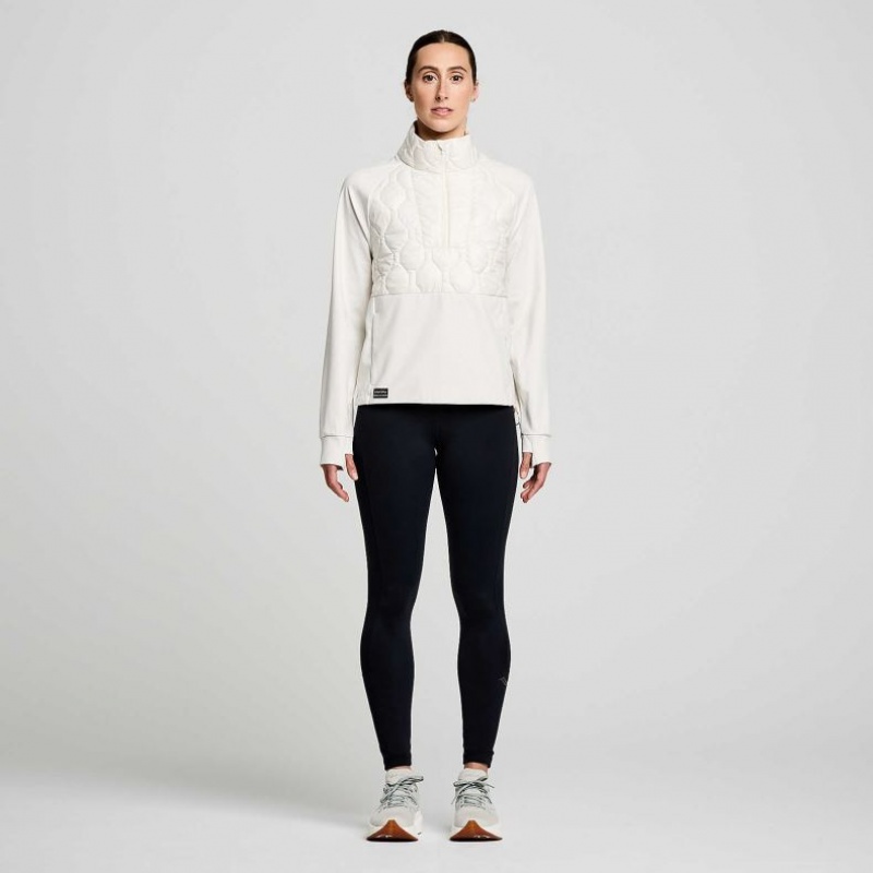 White Saucony Solstice Oysterpuff 1/2 Zip Women's Sweatshirt | EGYPT QTPIHM