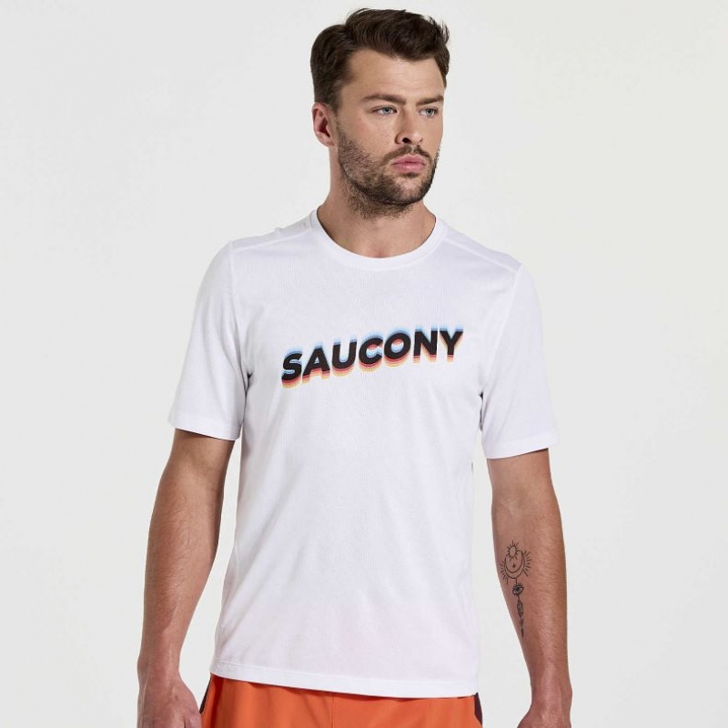 White Saucony Stopwatch Graphic Short Sleeve Men\'s T-Shirt | EGYPT GIXHMC