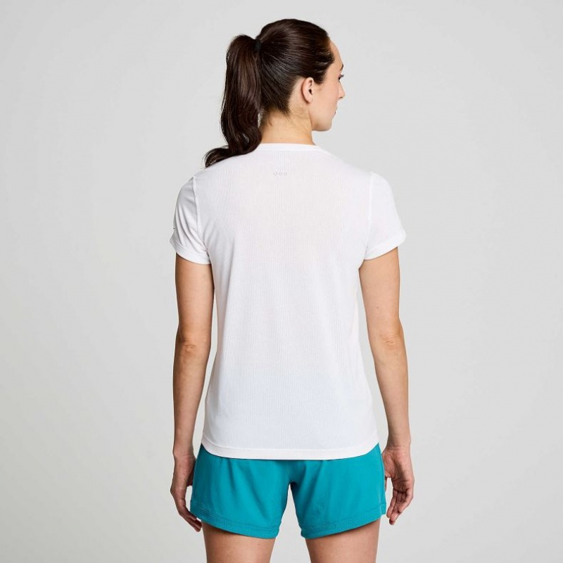 White Saucony Stopwatch Graphic Short Sleeve Women's T-Shirt | EGYPT HCWJTX