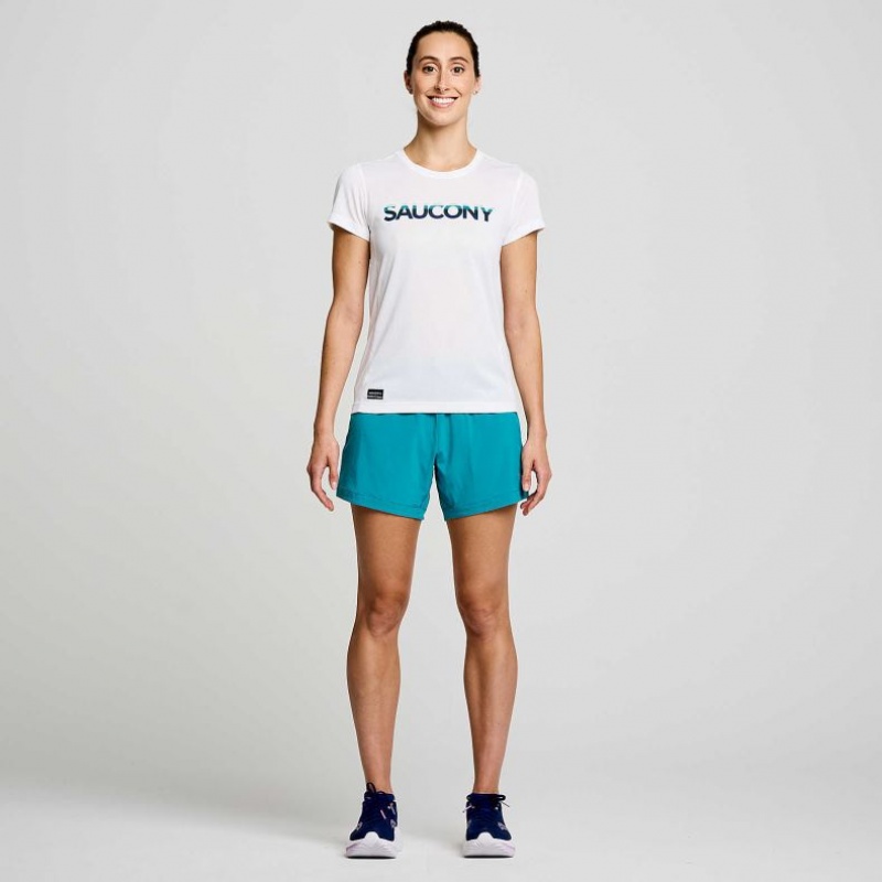 White Saucony Stopwatch Graphic Short Sleeve Women's T-Shirt | EGYPT HCWJTX