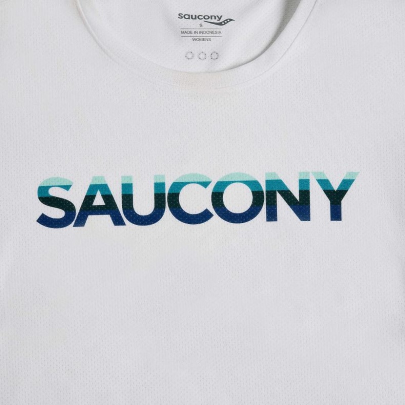 White Saucony Stopwatch Graphic Short Sleeve Women's T-Shirt | EGYPT HCWJTX