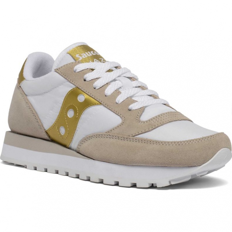 White / Beige / Gold Saucony Jazz Original Women's Sneakers | EGYPT VGUTRH