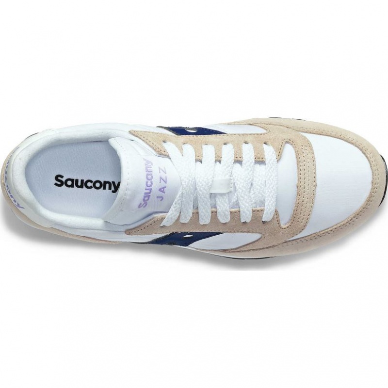 White / Beige / Navy Saucony Jazz Original Women's Sneakers | EGYPT BEQTNF