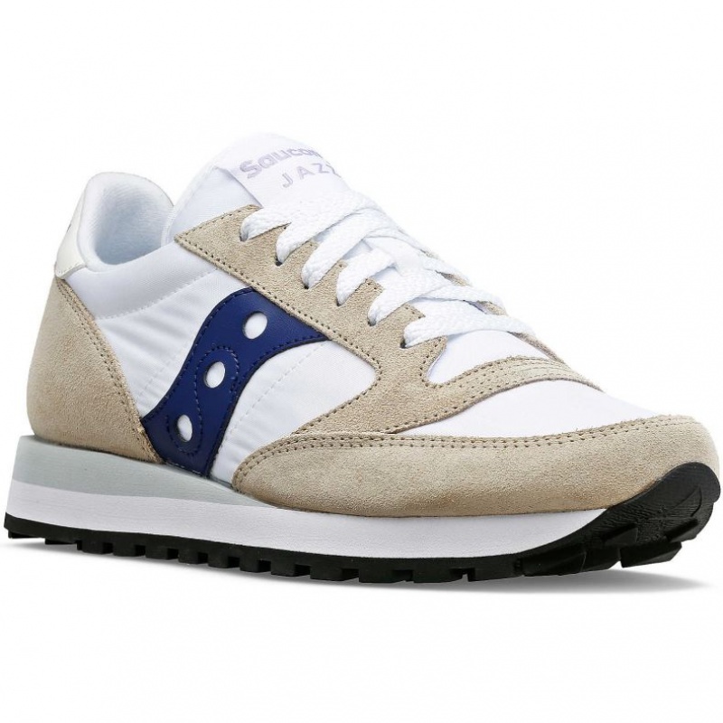 White / Beige / Navy Saucony Jazz Original Women's Sneakers | EGYPT BEQTNF