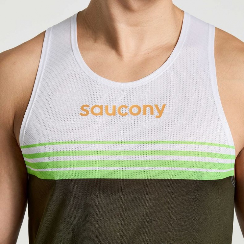 White / Black Saucony Elite Men's Singlet | EGYPT YVXCPU