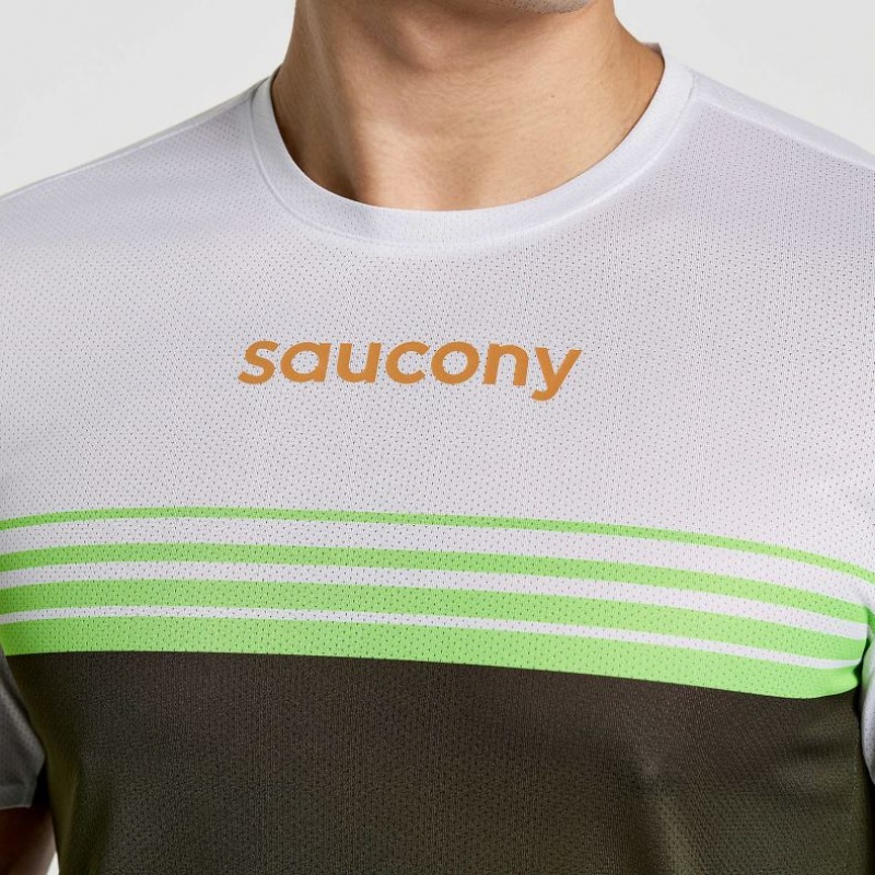 White / Black Saucony Elite Short Sleeve Men's T-Shirt | EGYPT EGTLVN