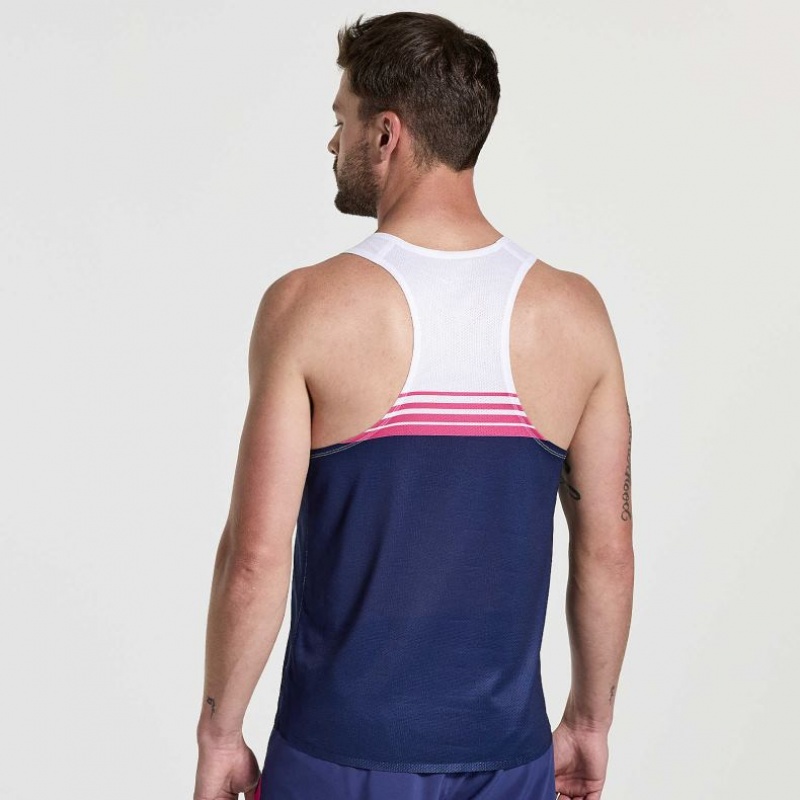 White / Navy Saucony Elite Men's Singlet | EGYPT IVJAHX