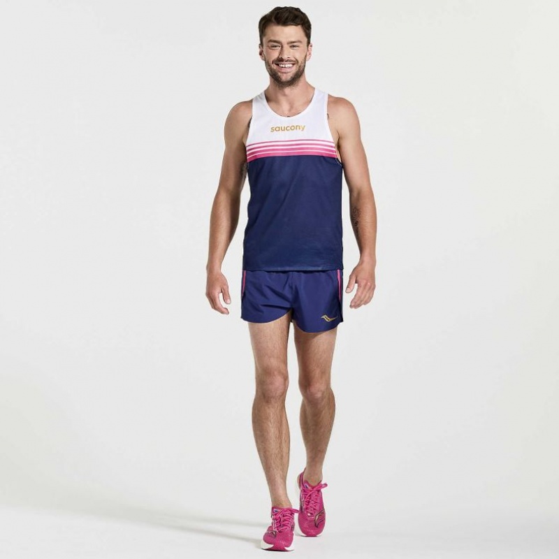 White / Navy Saucony Elite Men's Singlet | EGYPT IVJAHX